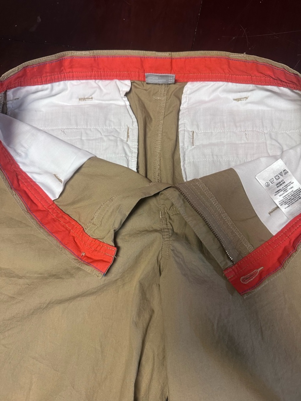 Columbia Khaki Shorts with Orange Waistband Accent - Picture 3 of 5